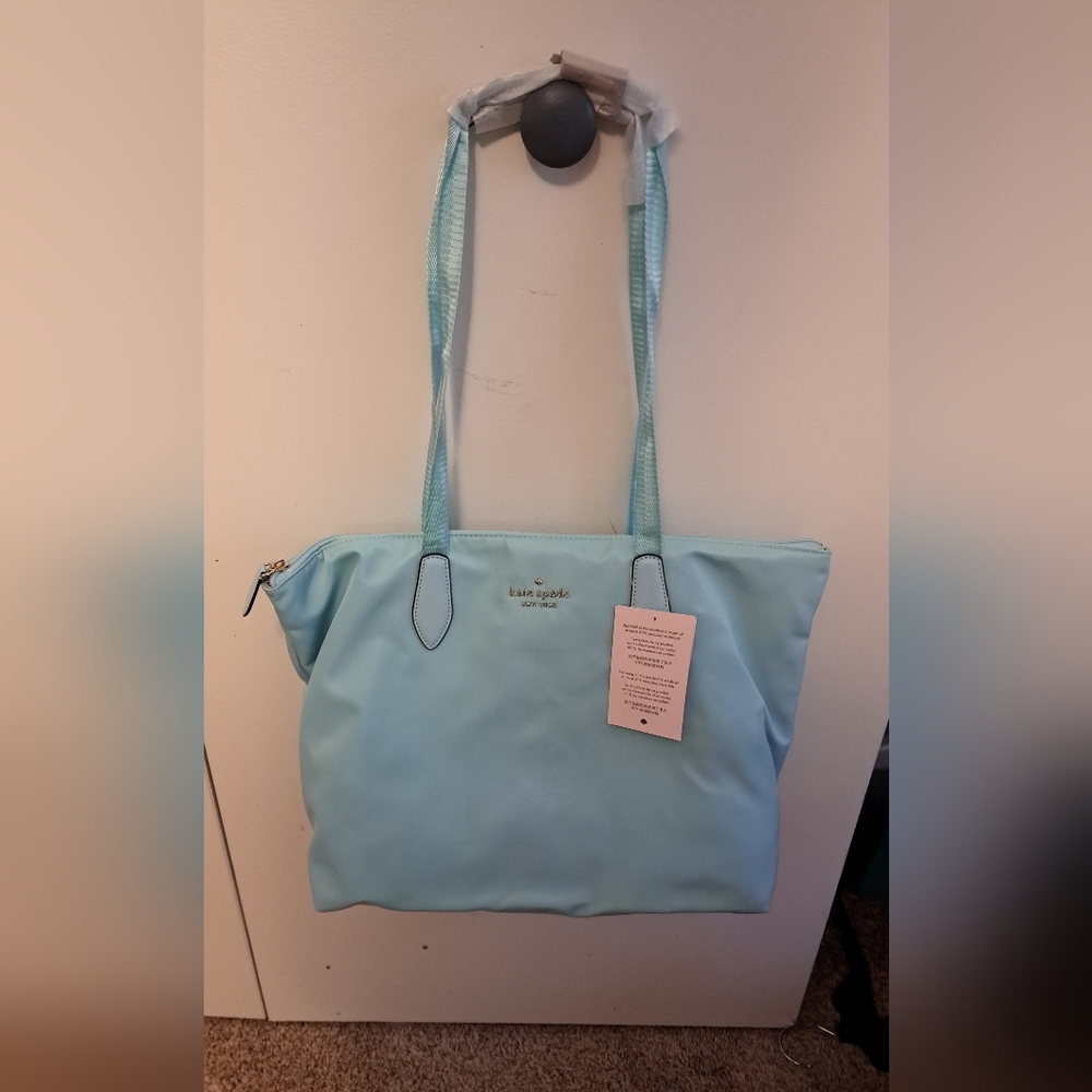 Kate Spade Mel Nylon PACKABLE Tote Aqua Pool Blue